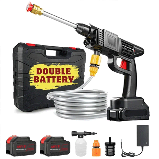 2 Battery 48V Rechargeable Cordless High Pressure Washer Gun